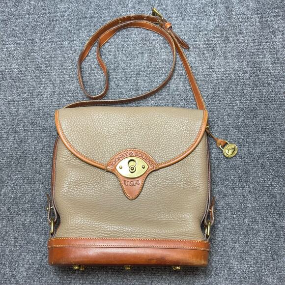 DOONEY AND BOURKE Calvary Spectator Bag Brown Pebbled Leather & British Tan Trim